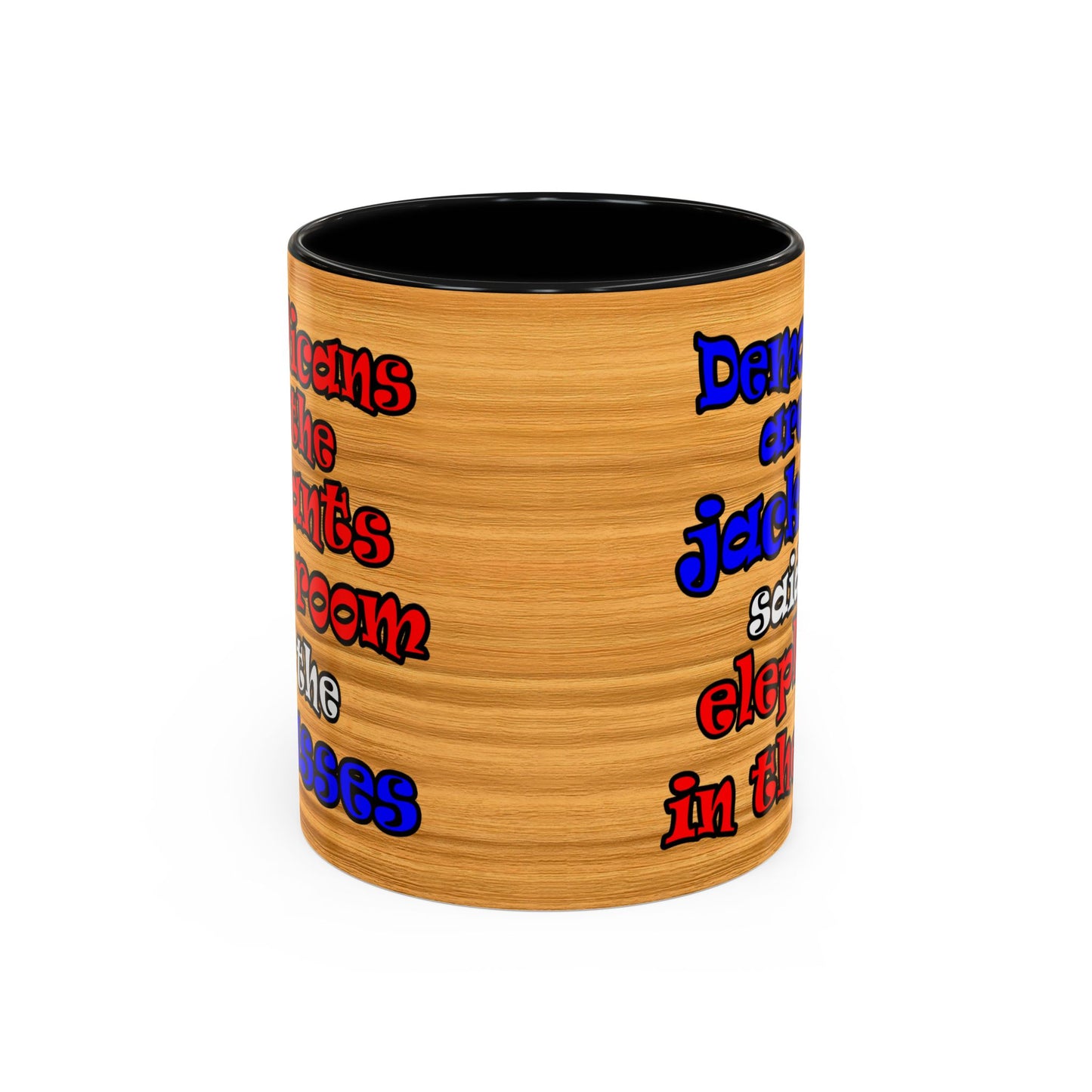 donkeys and elephants - Accent Mug (butterscotch wood finish)