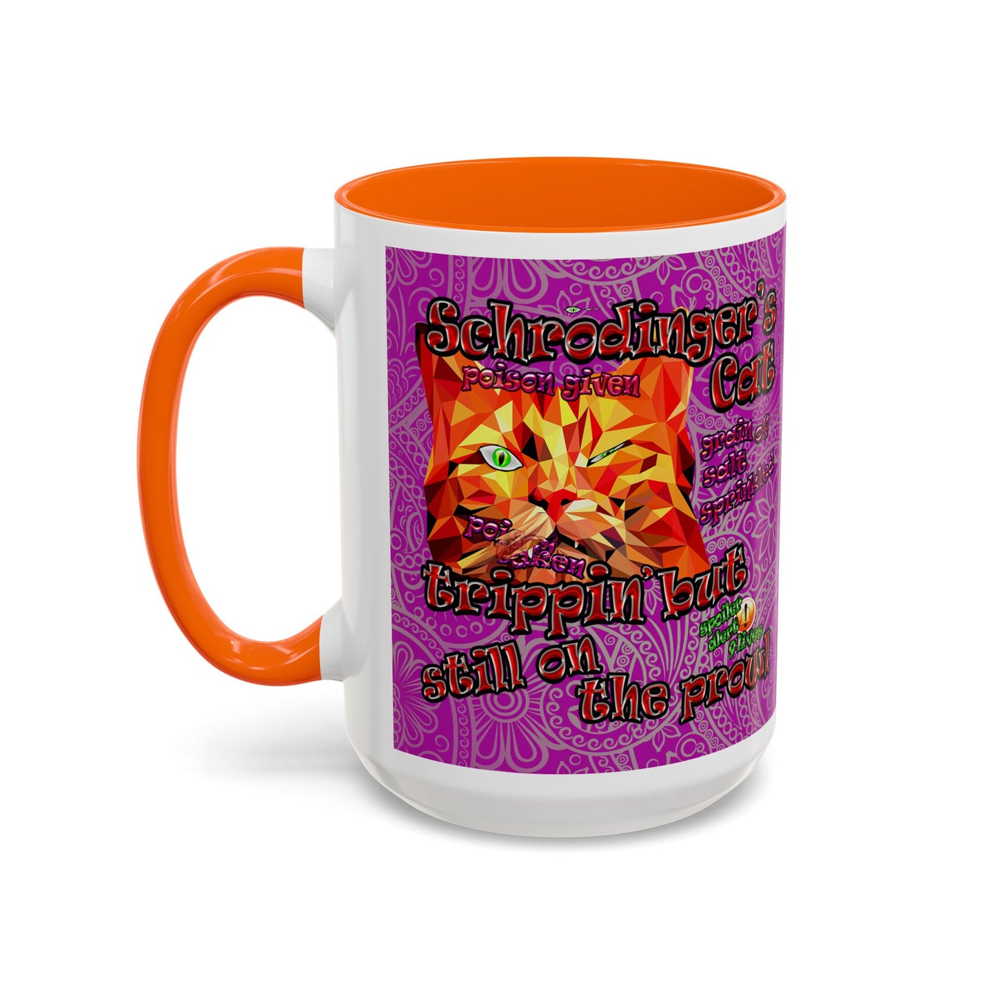 schrodinger's cat - Accent Mug (pink swirl)