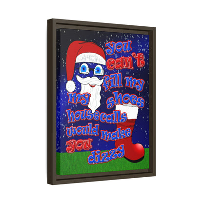 santa's shoes - framed canvas art ('snoops' background)