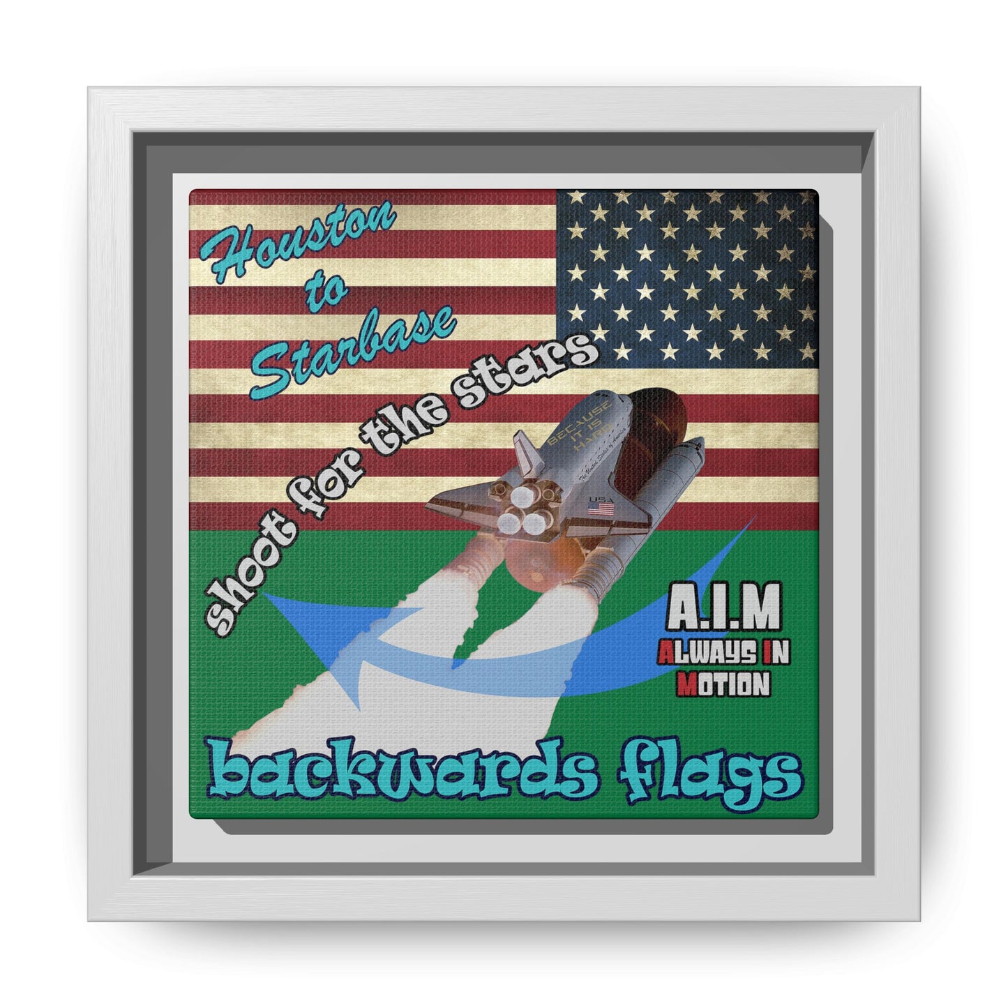 shoot for the stars - framed canvas art (dark green)