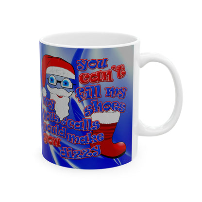 santa's shoes - White Mug (blue-white wave)