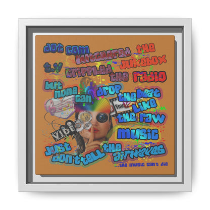 drop the beat - framed canvas art (light brown)