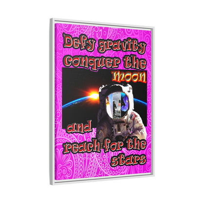 defy conquer reach - framed canvas art (pink swirl)