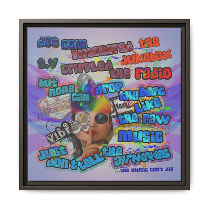 drop the beat - framed canvas art (light blue-pink wave)