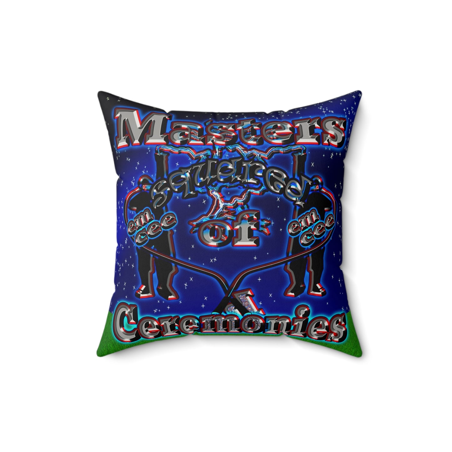 em cee squared - Faux Suede Square Pillow - ('snoops' background)