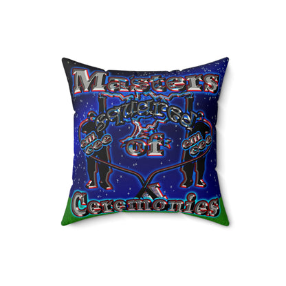 em cee squared - Faux Suede Square Pillow - ('snoops' background)