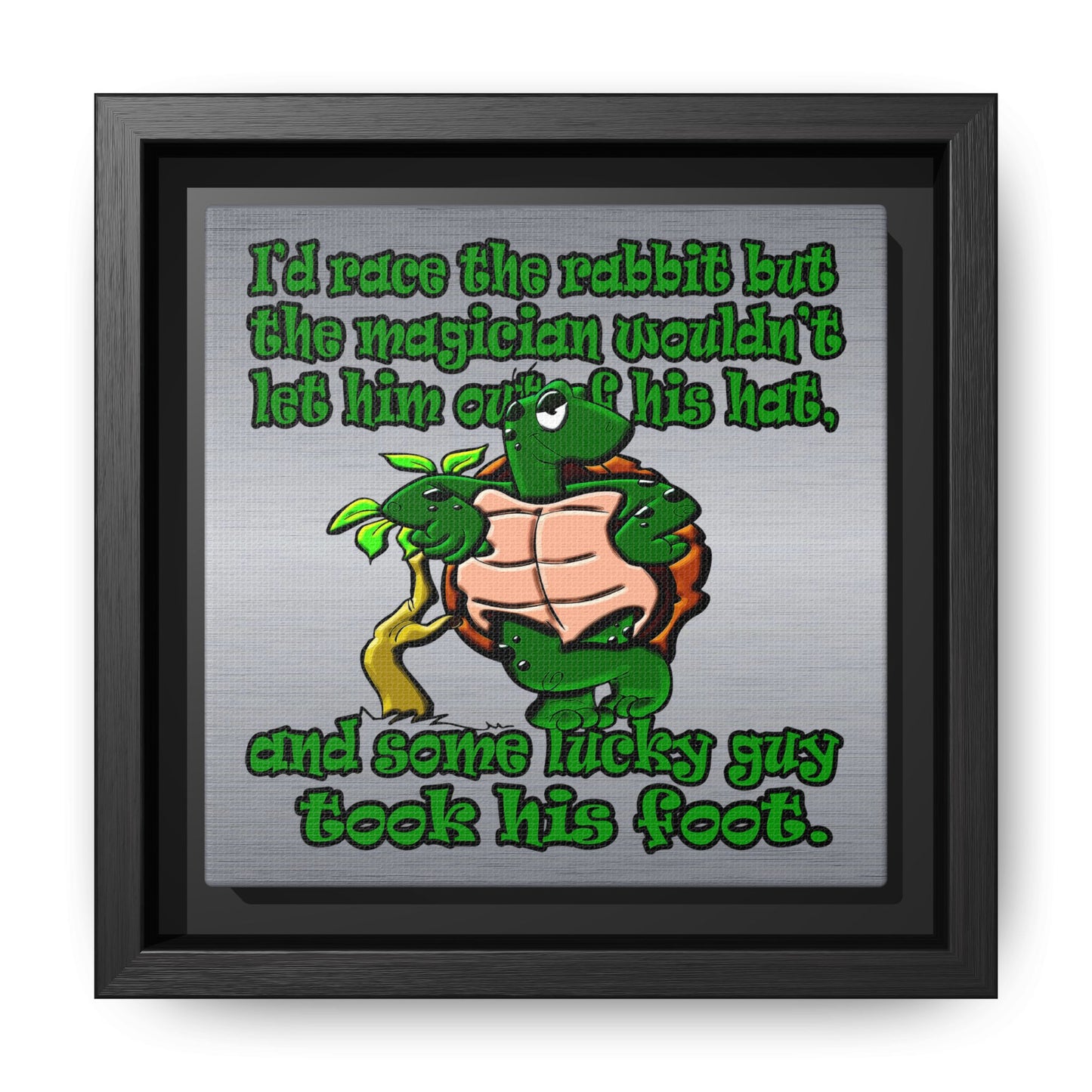 turtle race - framed canvas art (brushed nickel)