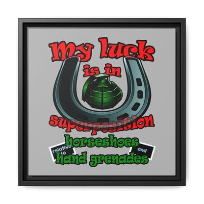 my luck - framed canvas art (light grey)