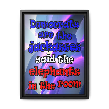 donkeys and elephants - framed canvas art (grey-pink wave)