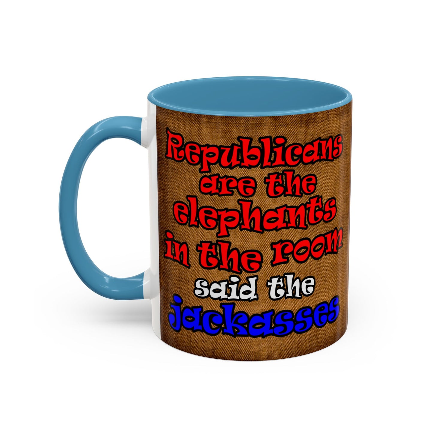 donkeys and elephants - Accent Mug (brown papyrus)
