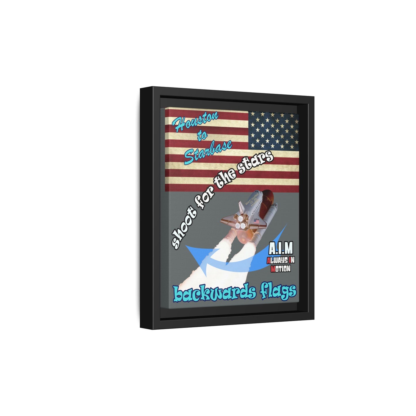 shoot for the stars - framed canvas art (dark grey)