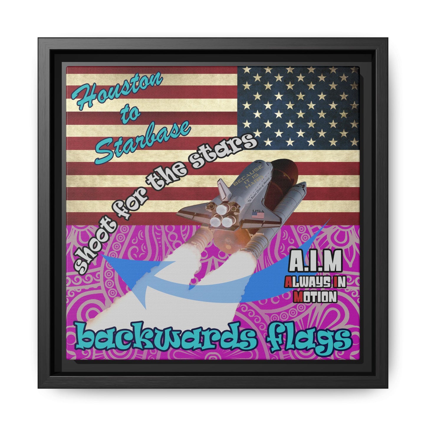 shoot for the stars - framed canvas art (pink swirl)