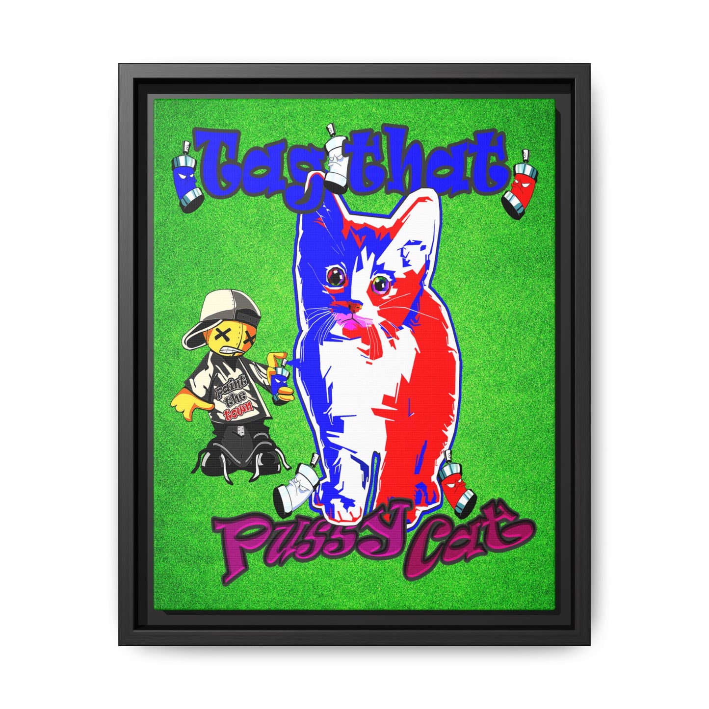 tag that - framed canvas art (green turf)