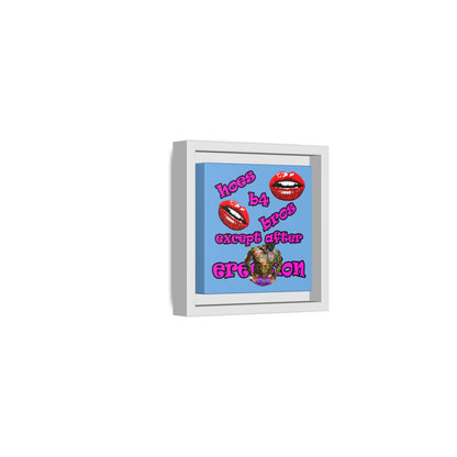 hoes b4 bros - framed canvas art (light blue)