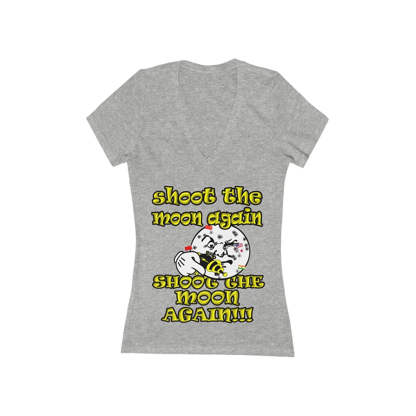 shoot the moon again - Women's Jersey Short Sleeve Deep V-Neck Tee