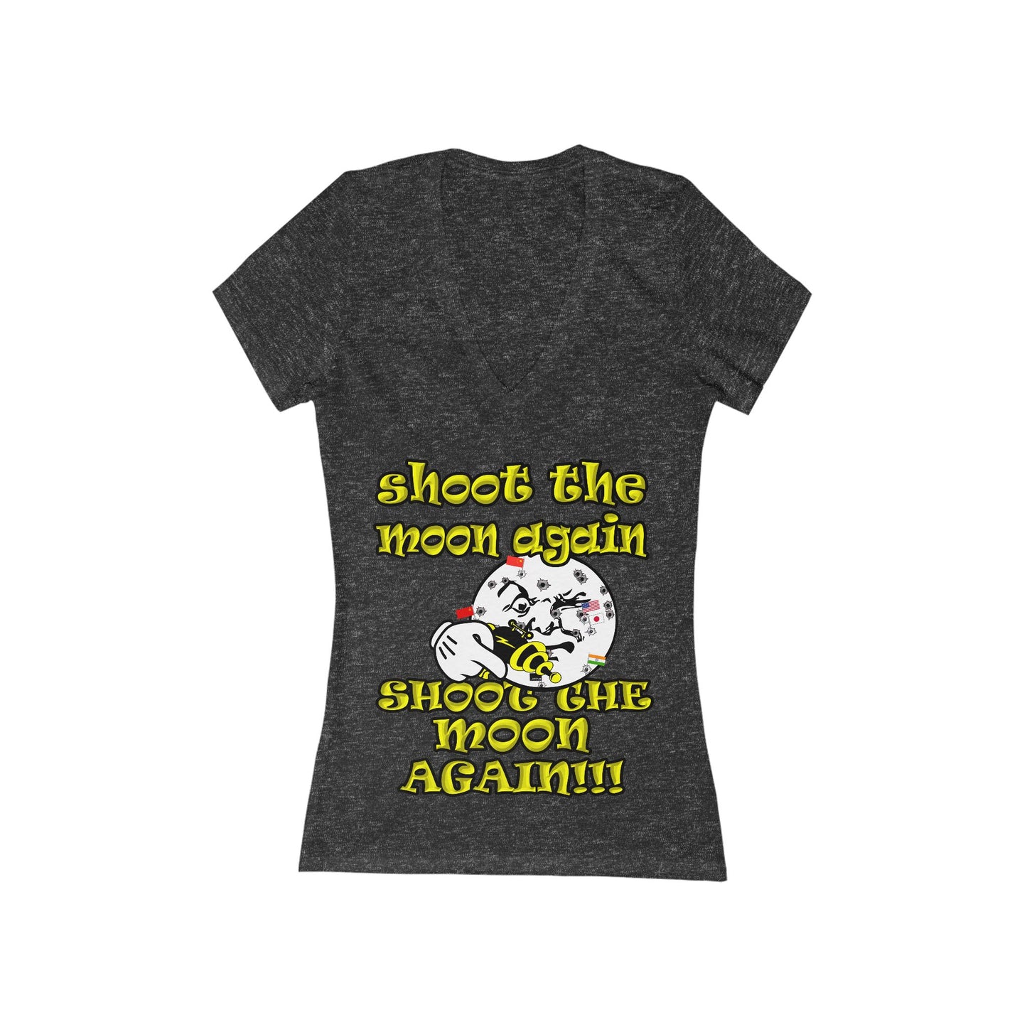 shoot the moon again - Women's Jersey Short Sleeve Deep V-Neck Tee