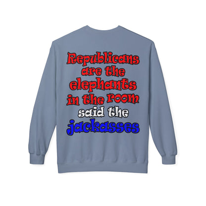 donkeys and elephants - Unisex Midweight Softstyle Fleece Crewneck Sweatshirt