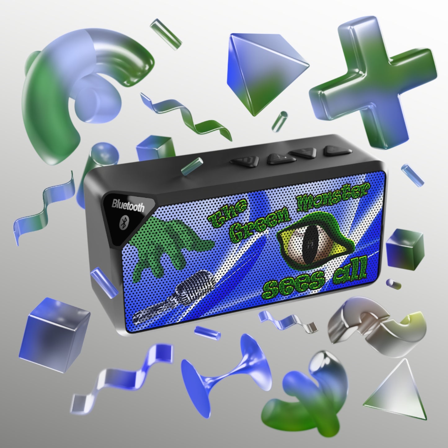 green monster - Jabba Bluetooth Speaker (blue-white wave)