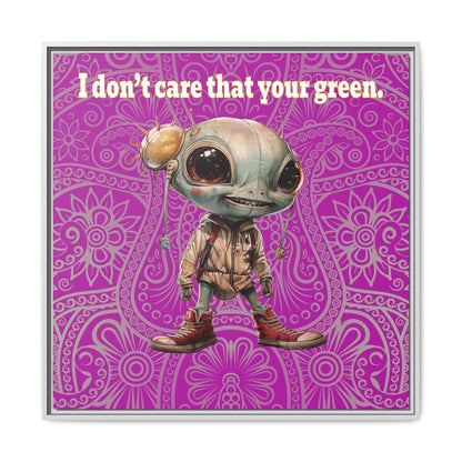 I don't care that your green - framed canvas art (pink swirl)