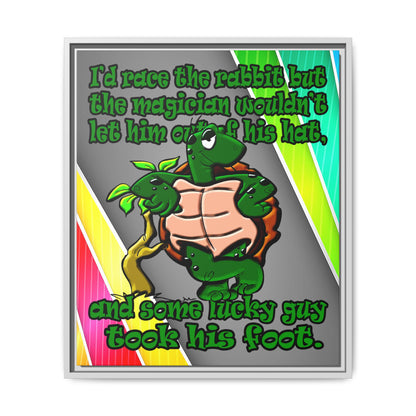 turtle race - framed canvas art (rainbow split)