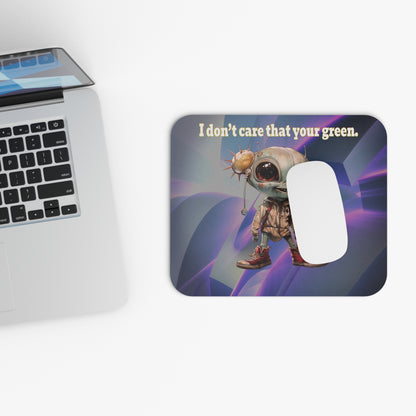 I don't care that your green - Mouse Pad (Rectangle) (grey-pink wave)