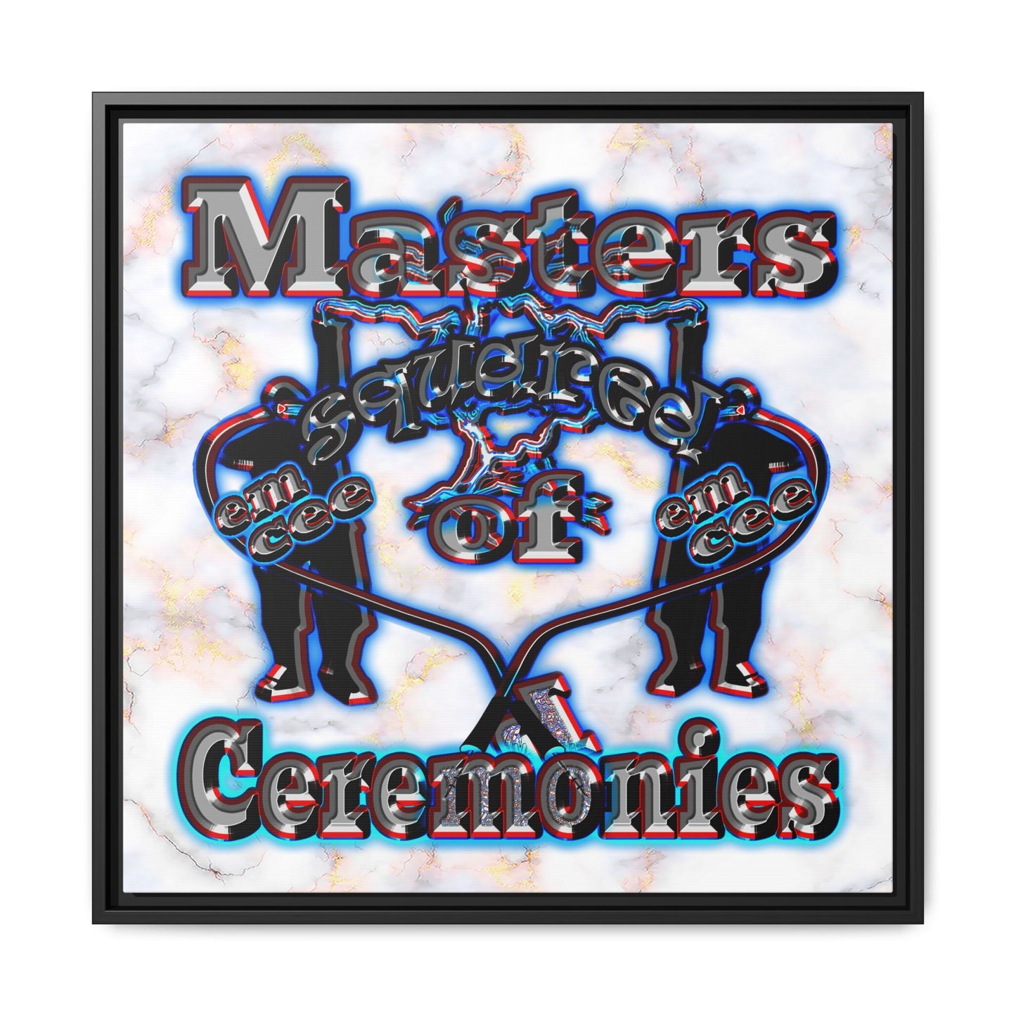 em cee squared - framed canvas art (white marble)