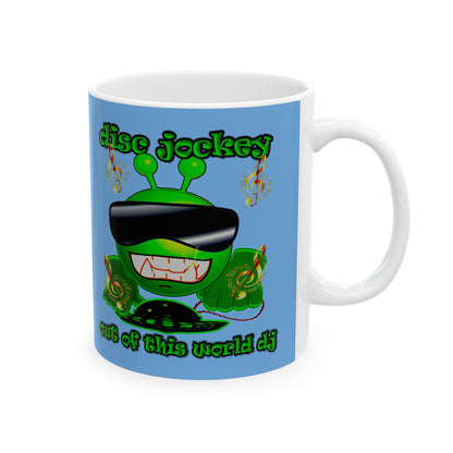 disc jockey - White Mug (light blue)