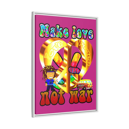 love peace - framed canvas art (pink)