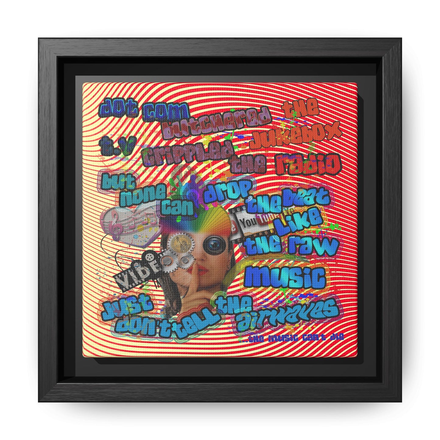 drop the beat - framed canvas art (yellow-orange wave)