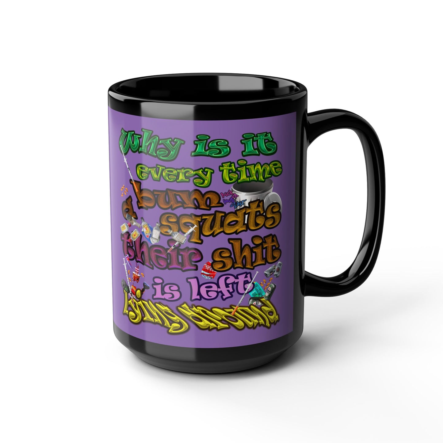 the bum's shit - Black Mug (light purple)