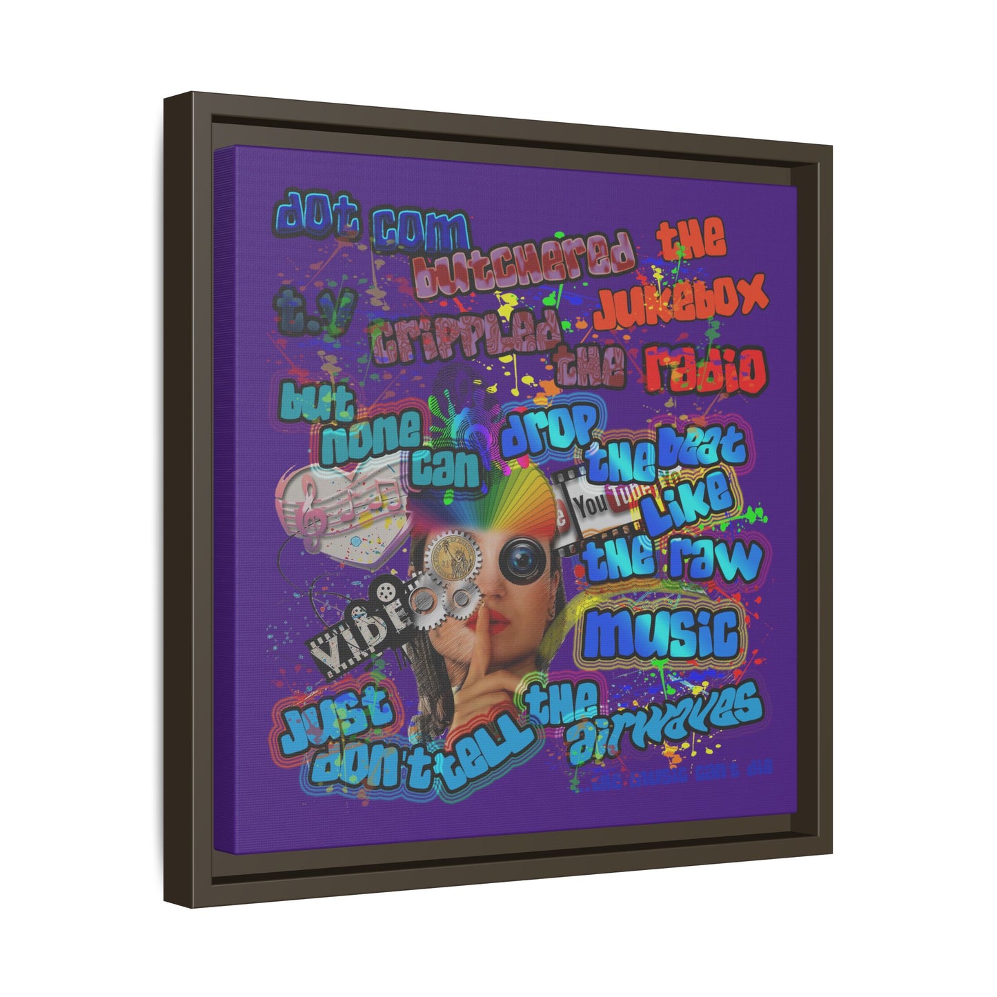 drop the beat - framed canvas art (purple)