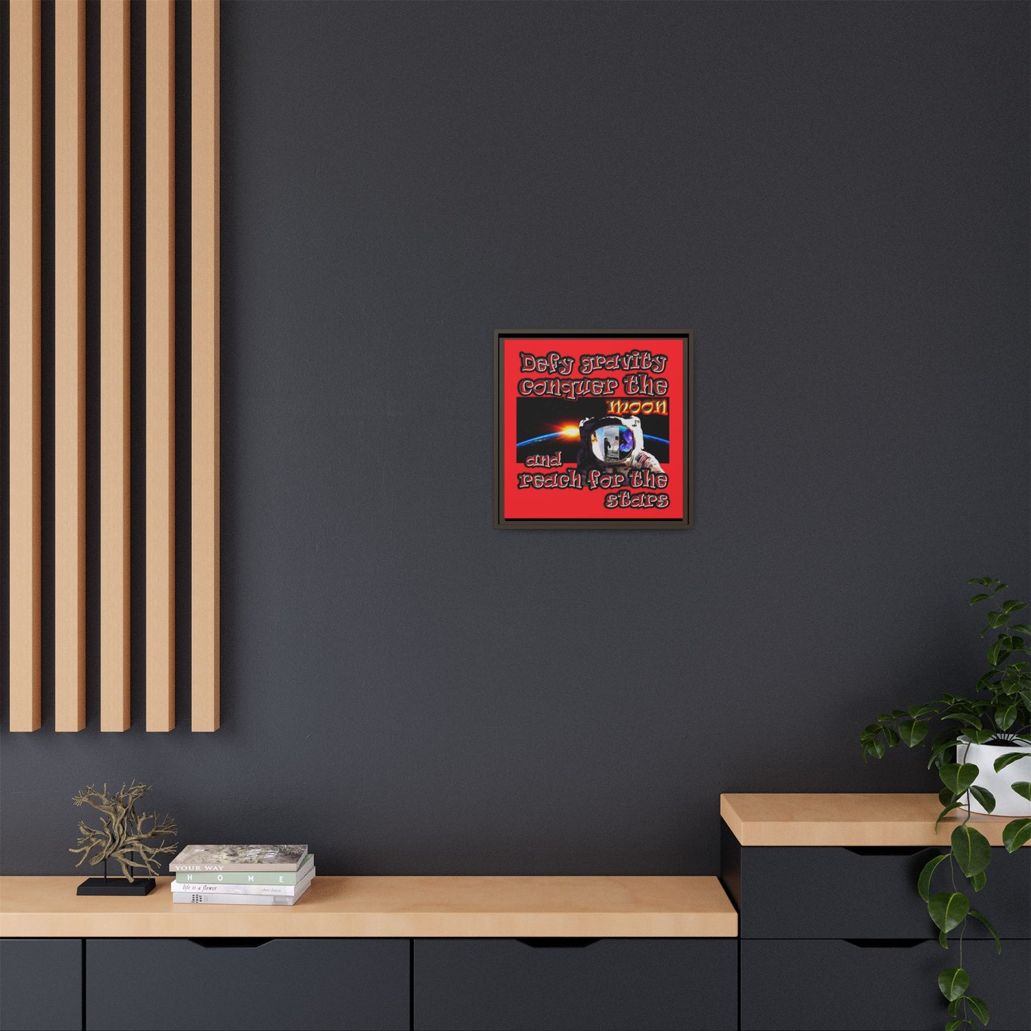 defy conquer reach - framed canvas art (red)