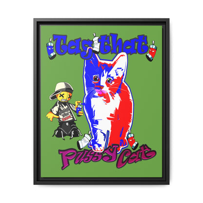 tag that - framed canvas art (green)