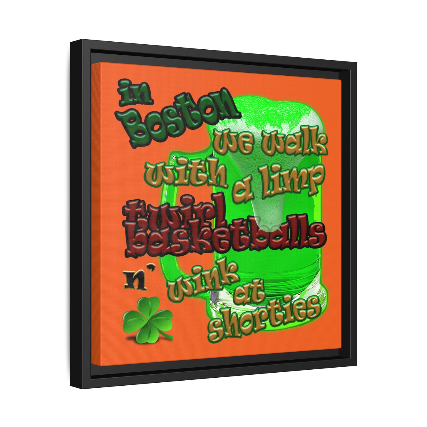 celtics logo - framed canvas art (orange)