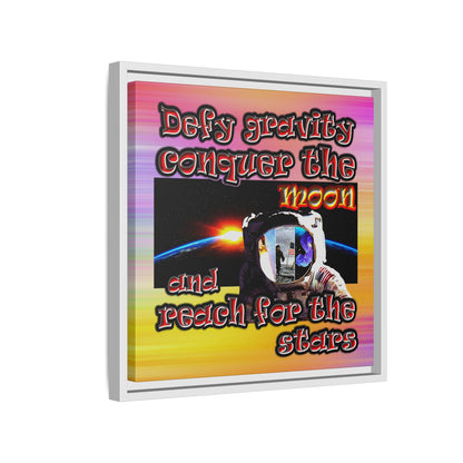 defy conquer reach - framed canvas art (color blur)