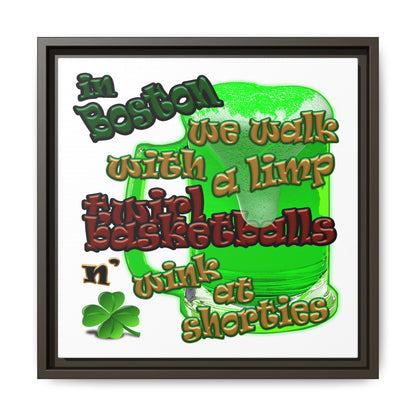 celtics logo - framed canvas art (white)