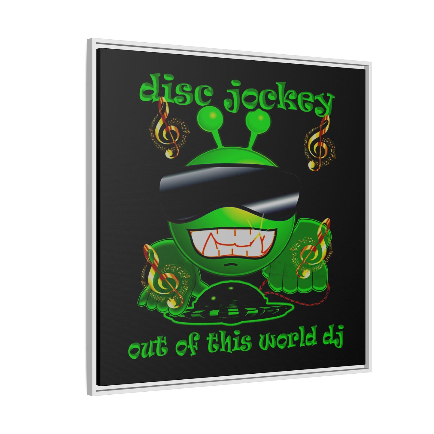 disc jockey - framed canvas art (black)