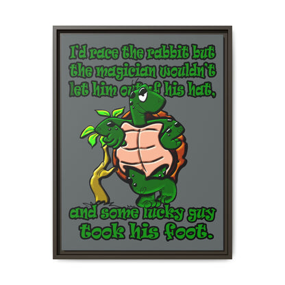 turtle race - framed canvas art (dark grey)