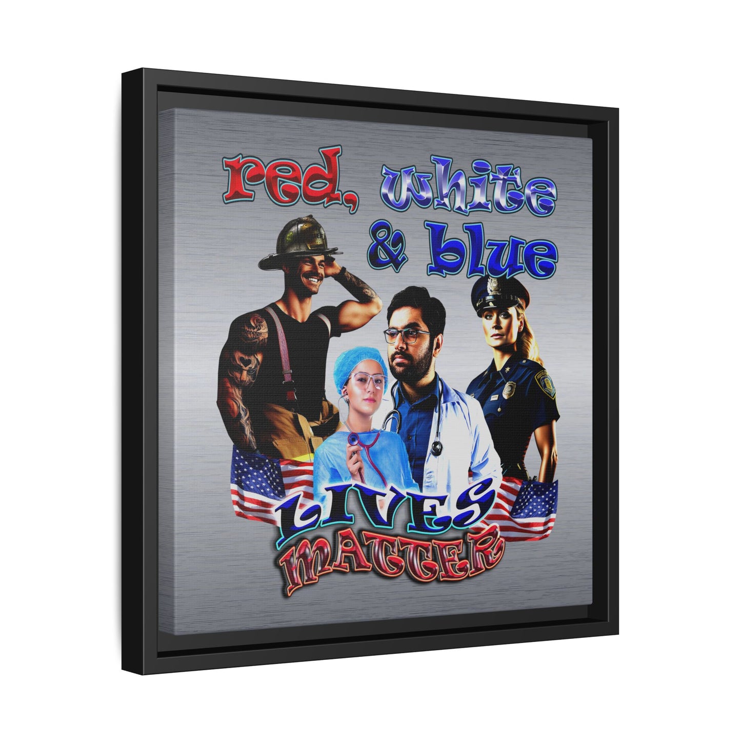 rw&b lives matter - framed canvas art (brushed nickel)