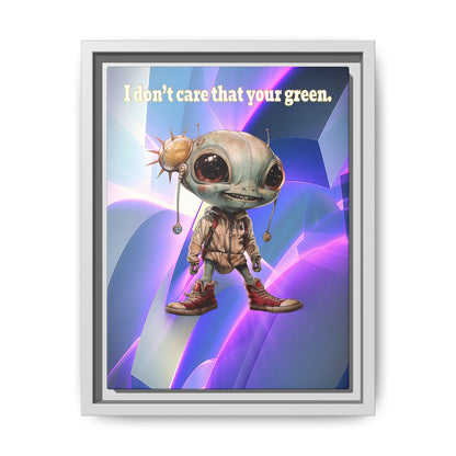 I don't care that your green - framed canvas art (grey-pink wave)