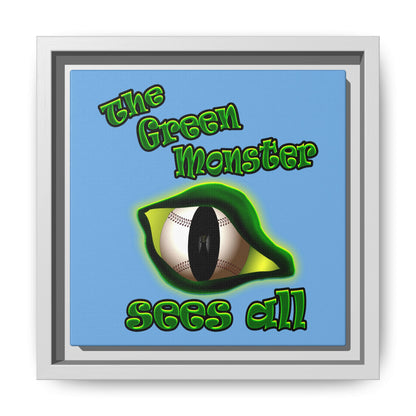 green monster - framed canvas art (light blue)
