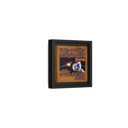 defy conquer reach - framed canvas art (brown papyrus)