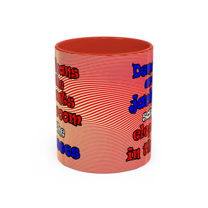 donkeys and elephants - Accent Mug (yellow-orange wave)