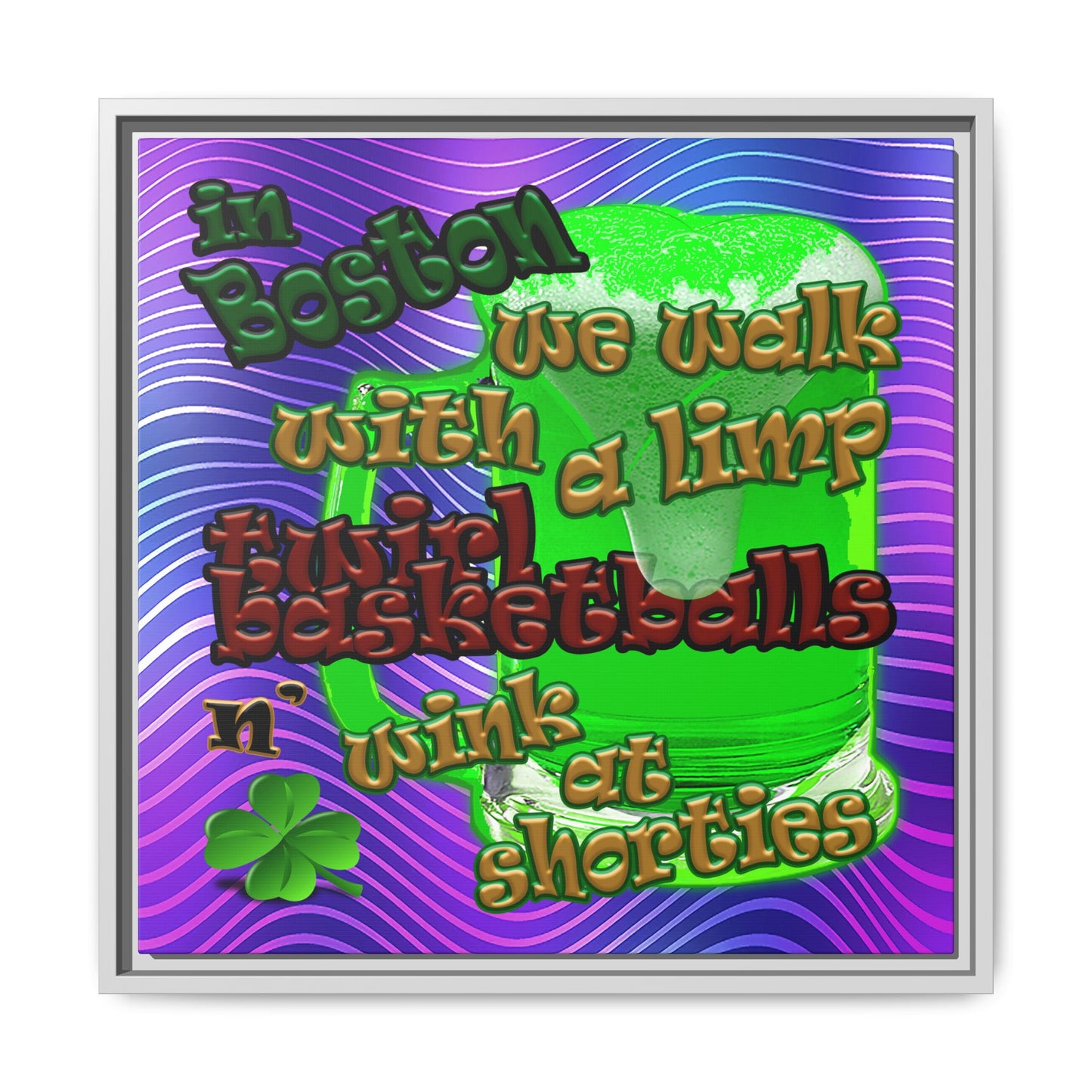 celtics logo - framed canvas art (purple wave)