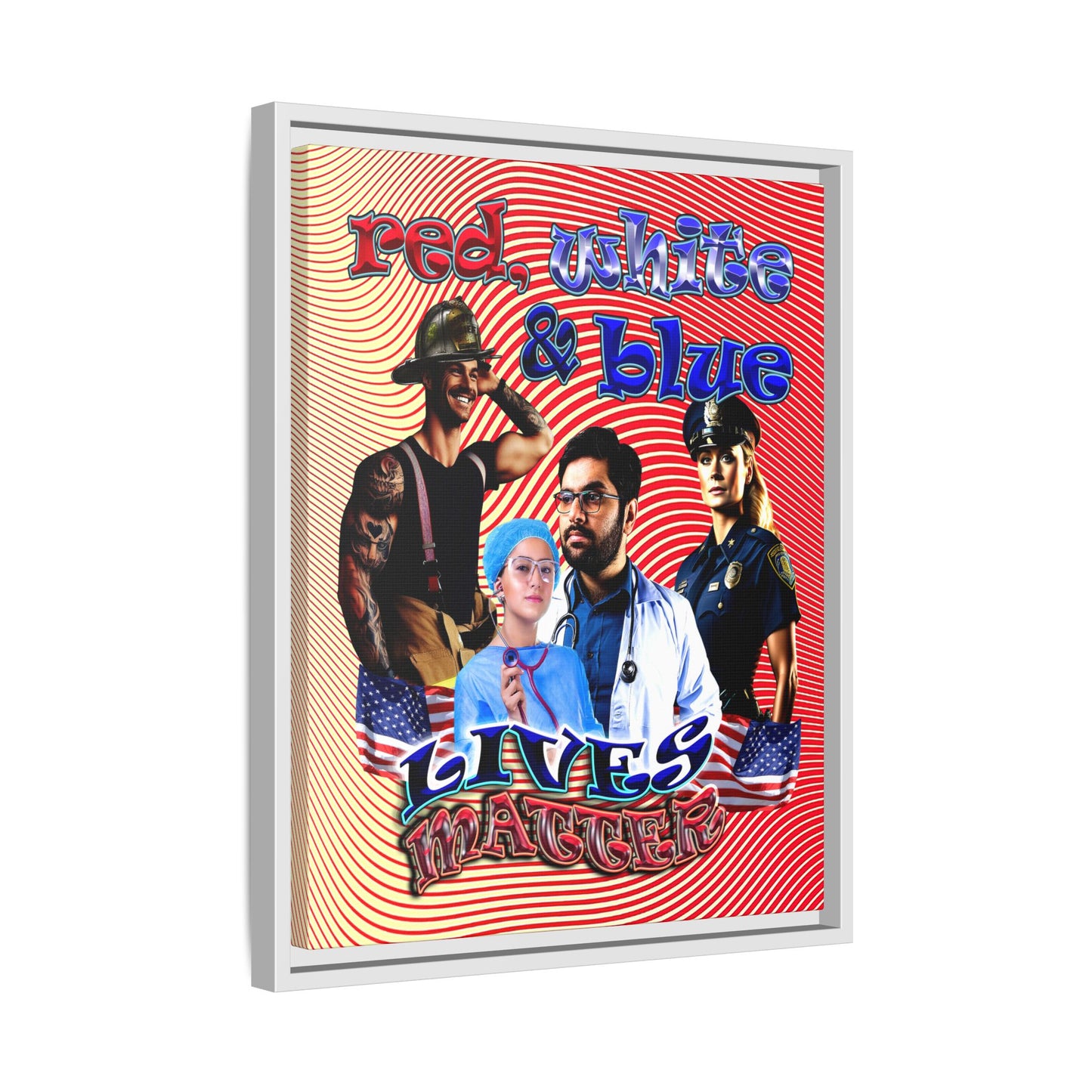 rw&b lives matter - framed canvas art (yellow-orange wave)
