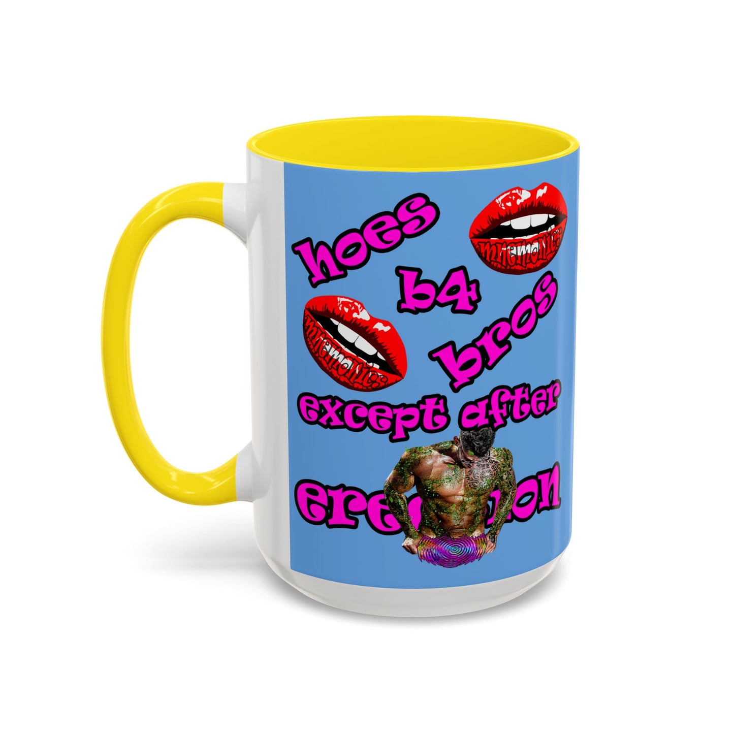 hoes b4 bros - Accent Mug (light blue)