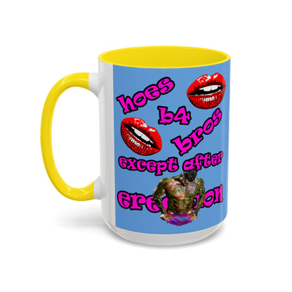 hoes b4 bros - Accent Mug (light blue)