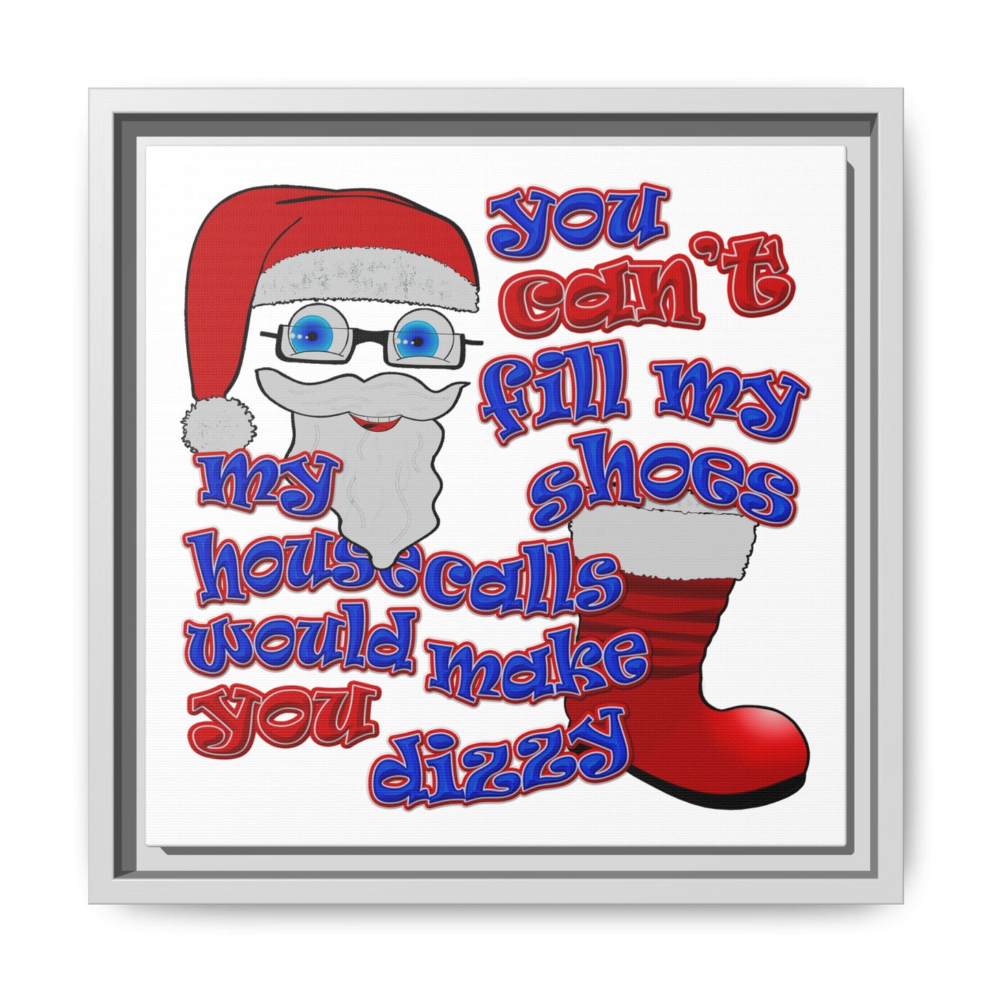 santa's shoes - framed canvas art (white)