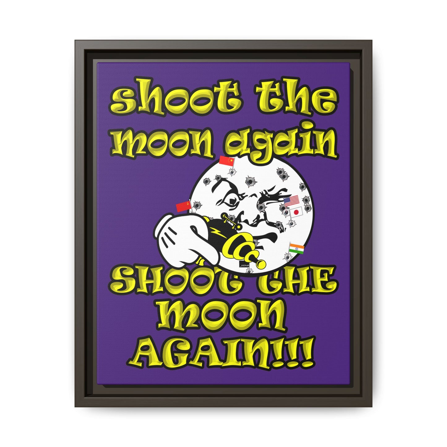 shoot the moon again - framed canvas art (purple)