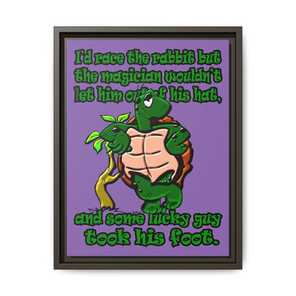 turtle race - framed canvas art (light purple)